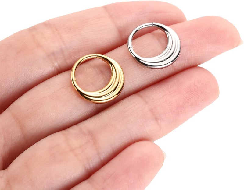 FUNLMO Store 316L Surgical Steel Septum Ring Nose Ring Hoop Hypoallergenic Daith Cartilage Conch Tragus Rook Earlobe Piercing Jewerly for Women Men - Image 5